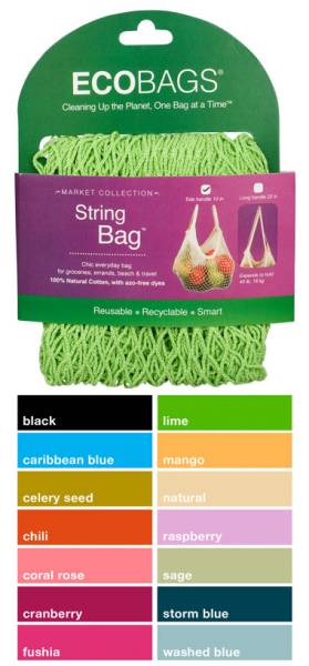 Eco-Bags Products - Eco-Bags Products String Bag Tote Handle Natural Cotton Sage