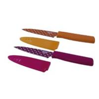 Utensils - Knives - Kuhn Rikon - Kuhn Rikon Colori Polka Dot Paring and Serrated Knife Set - Orange/Pink