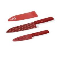 Kuhn Rikon Colori Art Chef's and Paring Knife Set - Red Polka Dot