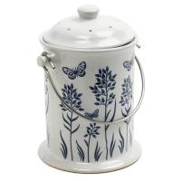 Kitchen - Compost Pails & Filters - Norpro - Norpro Ceramic Floral Blue/White Compost Keeper 3 qt