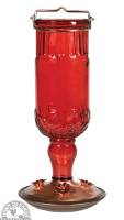 Down To Earth - Antique Glass Hummingbird Feeder 24 oz - Red
