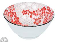 Bowl 6" - Red & White Flowers