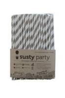 Utensils - Straws - Susty Party - Susty Party Grey Striped Straws 50 ct (8 Pack)