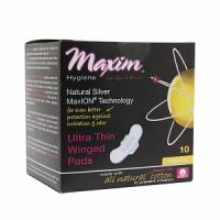 Health & Beauty - Menstrual & Menopausal Care - Maxim - Maxim MaxION Natural Ultra Thin Winged Pad Regular 10 ct