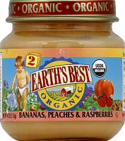 Grocery - Baby Foods - Earth's Best  - Earth's Best Baby Foods Organic Stage 2 - Banana, Peach & Raspberry 4 oz (12 Pack)