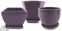 BIH Collection - BIH Collection Ceramic Pots with Attached Saucers 5.5" Solid - Image 2
