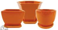 BIH Collection - BIH Collection Ceramic Pots with Attached Saucers 5.5" Solid - Image 3