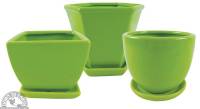 BIH Collection - BIH Collection Ceramic Pots with Attached Saucers 5.5" Solid - Image 5